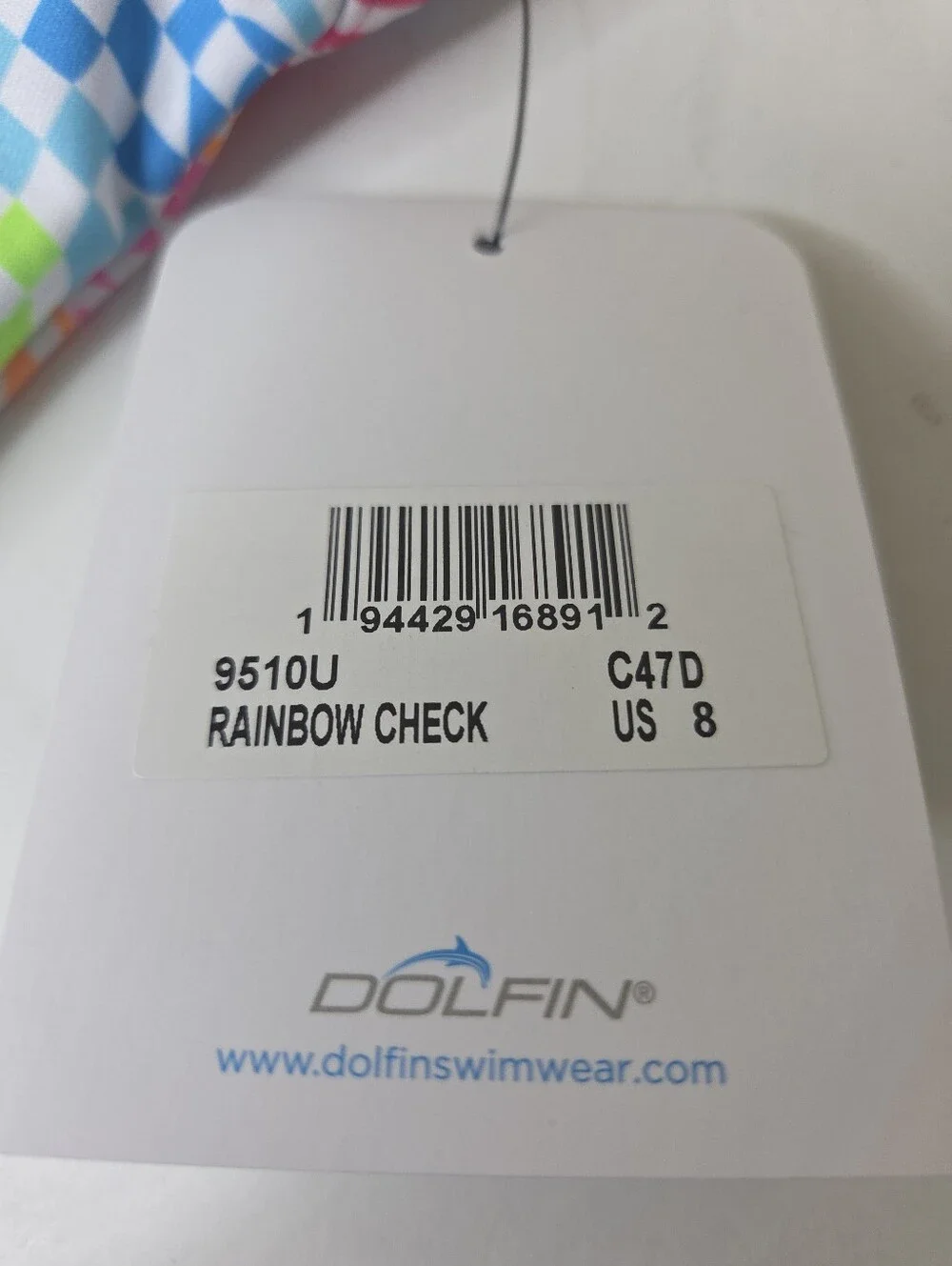 Dolphin Uglies Girls Rainbow Check One Piece Swimsuit Size 8 NWT